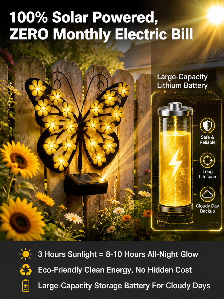 【3-second installation, zero electricity bills all year round!】Solar outdoor wall lamp butterfly lamp