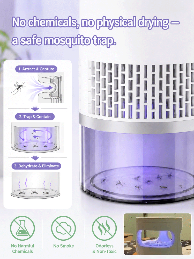 A 4-in-1 powerhouse: highly effective mosquito and insect elimination, air purification, dust removal and sterilization, plus a night light! Meets all your daily needs!