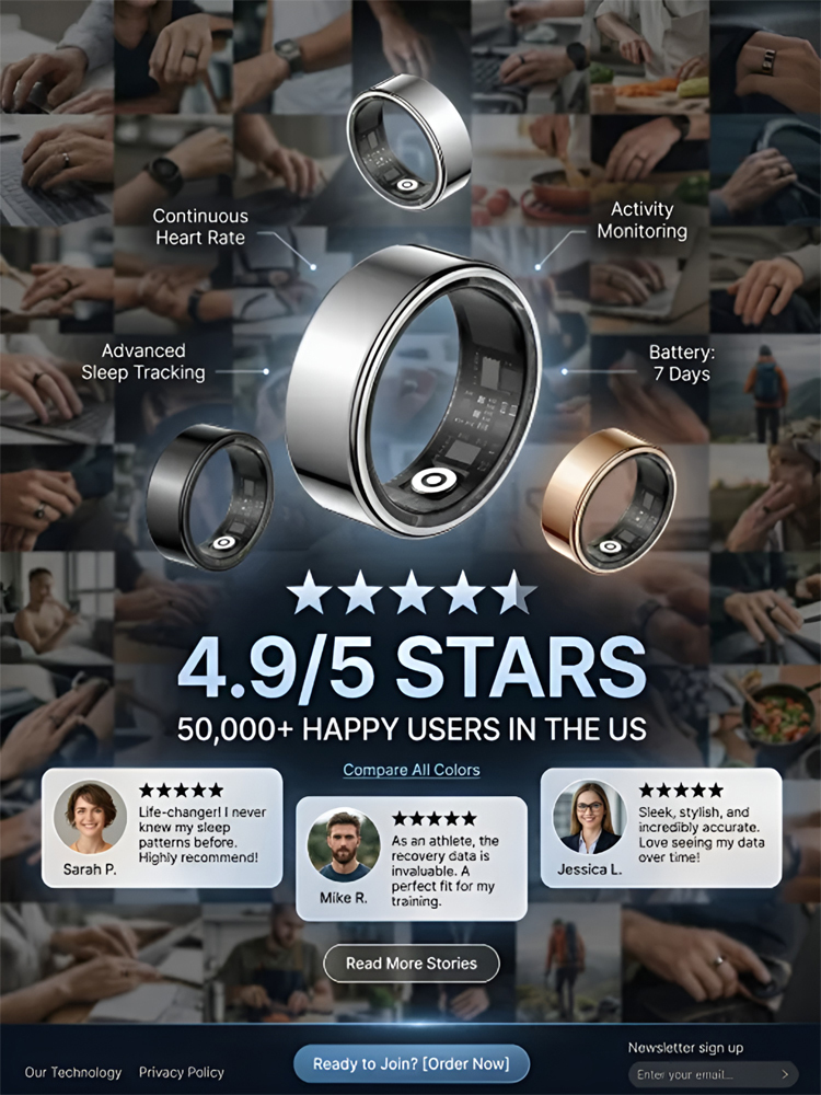 Heart Rate and Oxygen Level Smart Ring【24-Hour, Multi-Dimensional, High-Precision Monitoring—Your Personal Health Manager!】