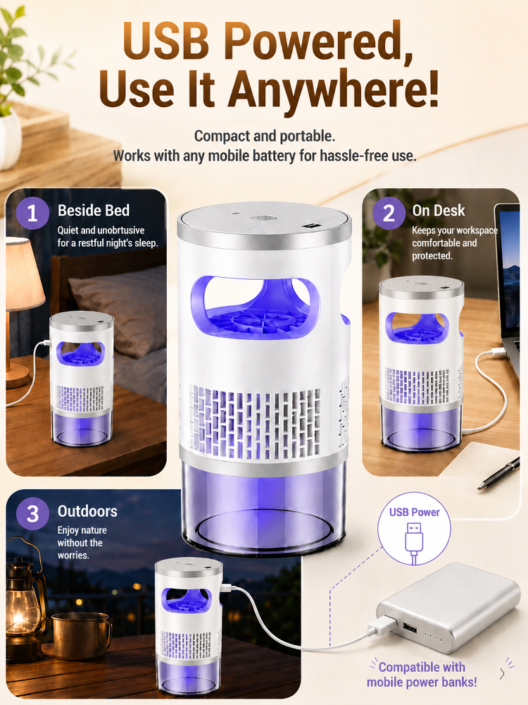 A 4-in-1 powerhouse: highly effective mosquito and insect elimination, air purification, dust removal and sterilization, plus a night light! Meets all your daily needs!