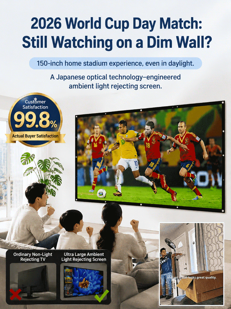 【Mobile Cinema】Seamless Floating Giant Anti-Light Projection Screen，【Enjoy high-definition movies outdoors during the day!】