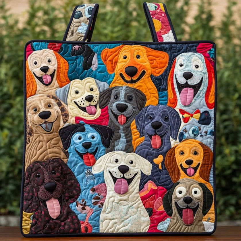 Cheerful Pup XR0210012CL Quilted Tote Bag-Mega-Craft