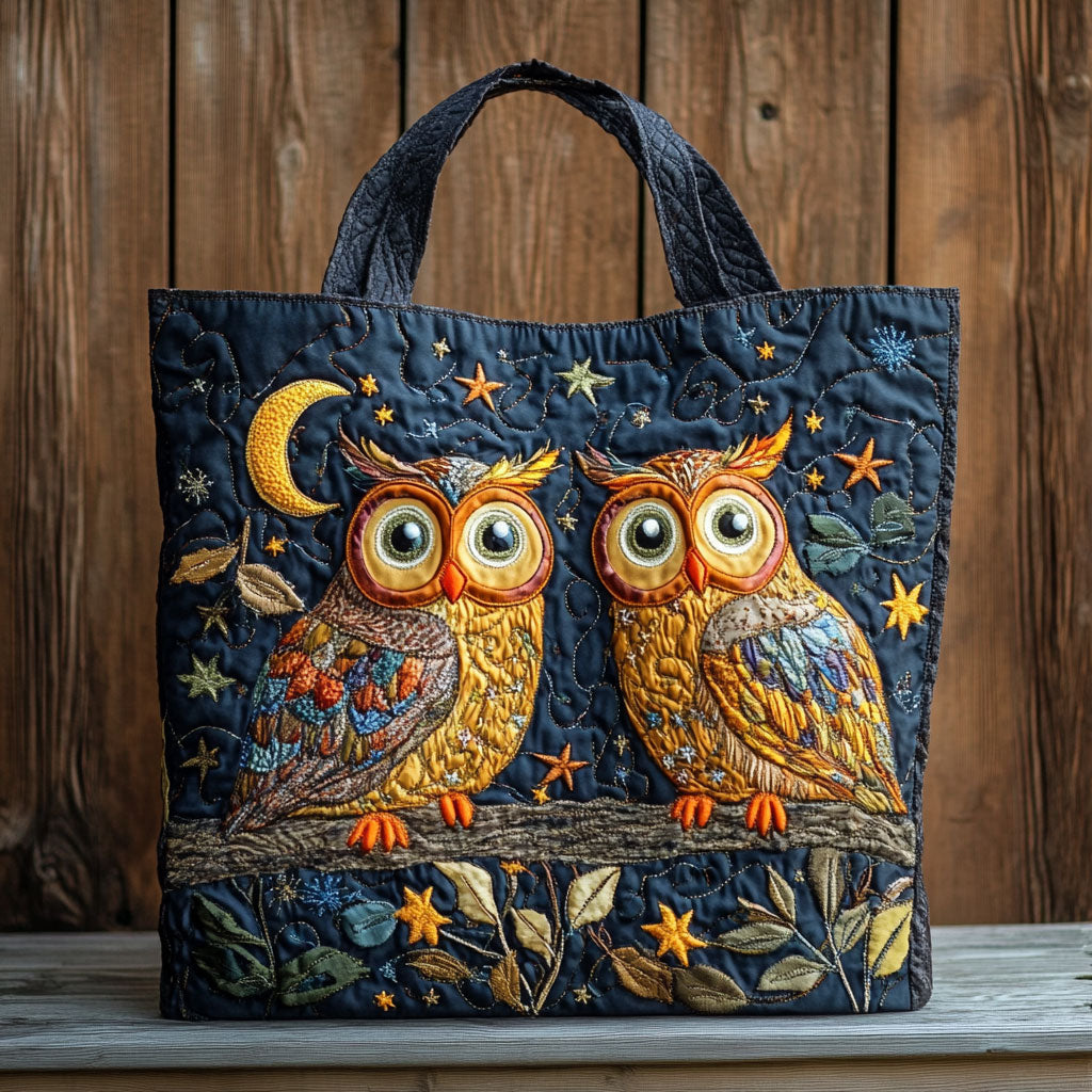 Moonlight Owl WN2709051CL Quilted Tote Bag-Mega-Craft