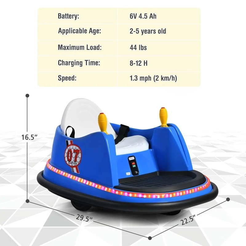 Eletriclife 6V Kids Ride On Bumper Car 360-Degree Spin Race Toy