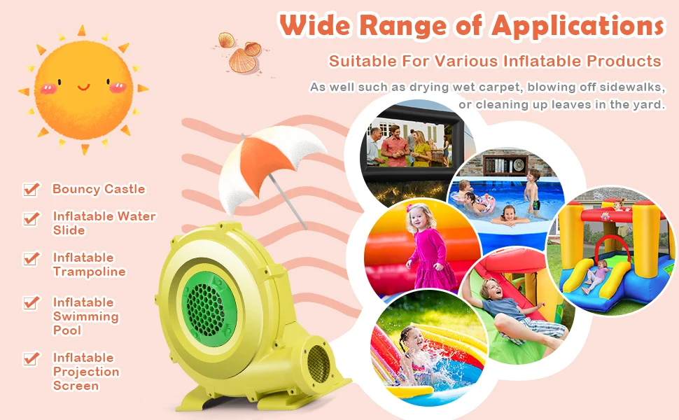 Eletriclife 950 W 1.25 HP Air Blower Pump Fan for Inflatable Bounce House