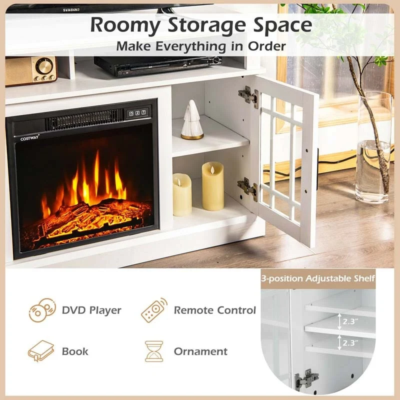 Eletriclife 48 Inch Fireplace TV Stand with 1400W Electric Fireplace for TVs up to 50 Inch