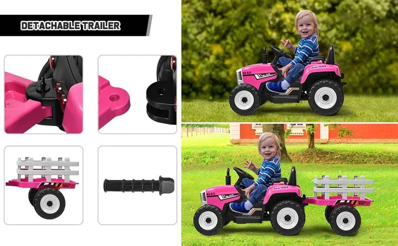 Eletriclife 12V Ride on Tractor with 3-Gear-Shift Ground Loader