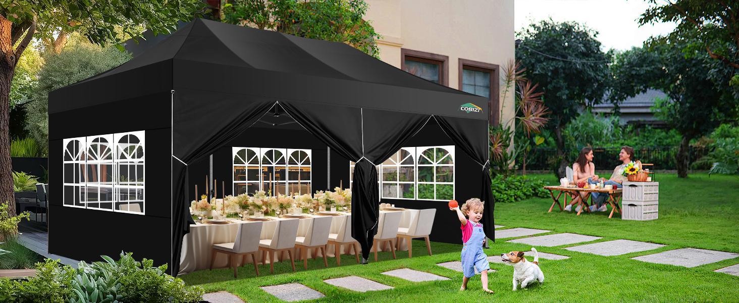 COBIZI Heavy duty 10x20 commercial pop up canopy with 6 sidewalls