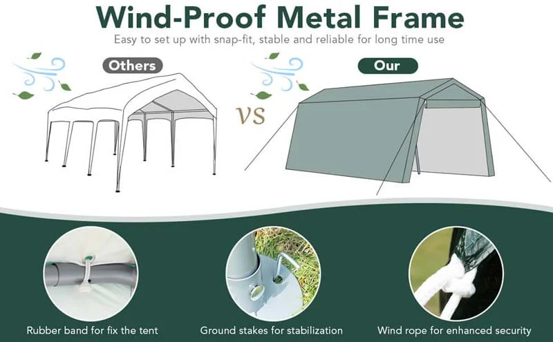 Eletriclife 6 x 8 Feet Outdoor Carport Patio Storage Shelter Shed Car Canopy