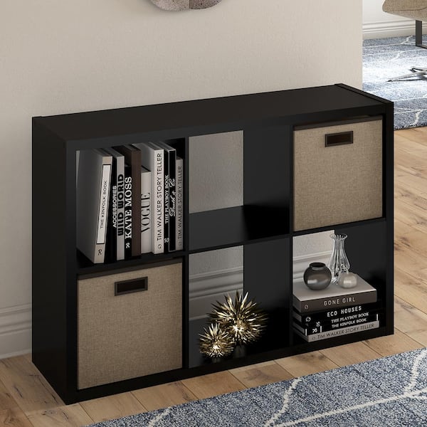 ClosetMaid 4582 30 in. H x 43.82 in. W x 13.50 in. D Black Wood Large 6- Cube Organizer - 2