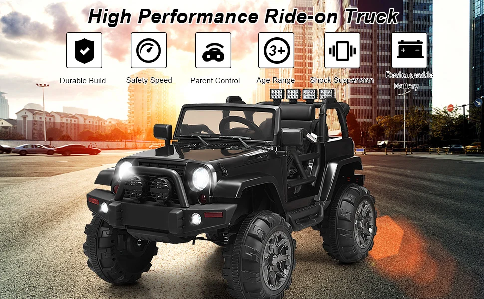 Eletriclife 12V Kids Remote Control Riding Truck Car with LED Lights