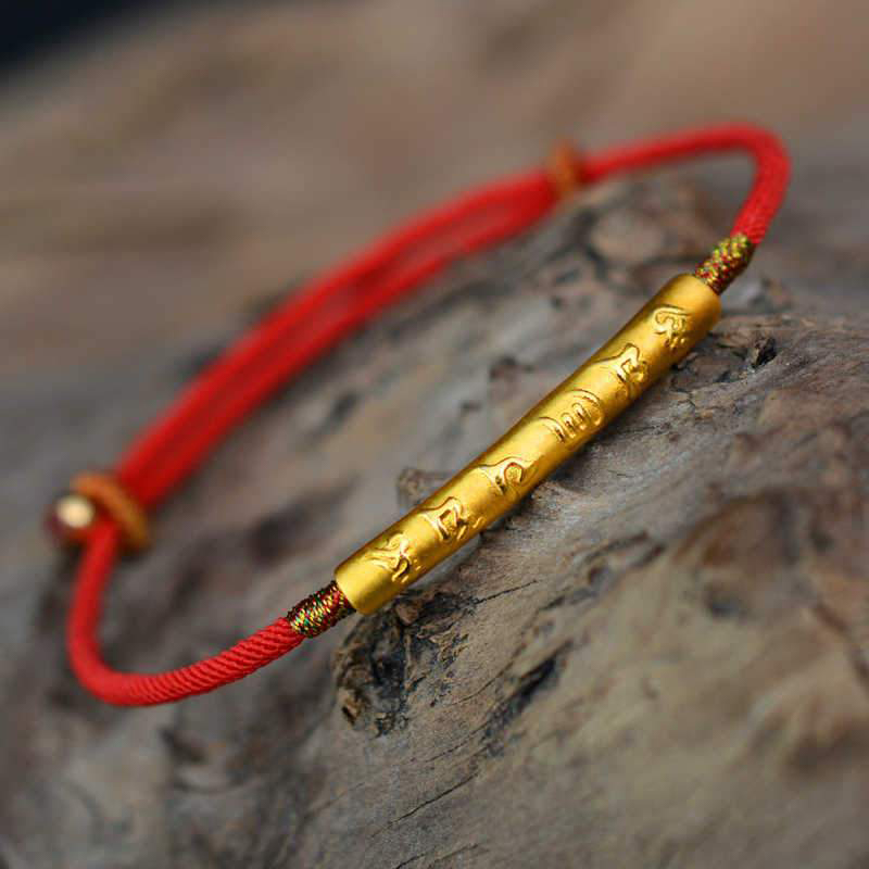 Buddha Stones Tibetan Buddhist Handmade Mani Mantra Lucky Red String Bracelet Bracelet BS 1