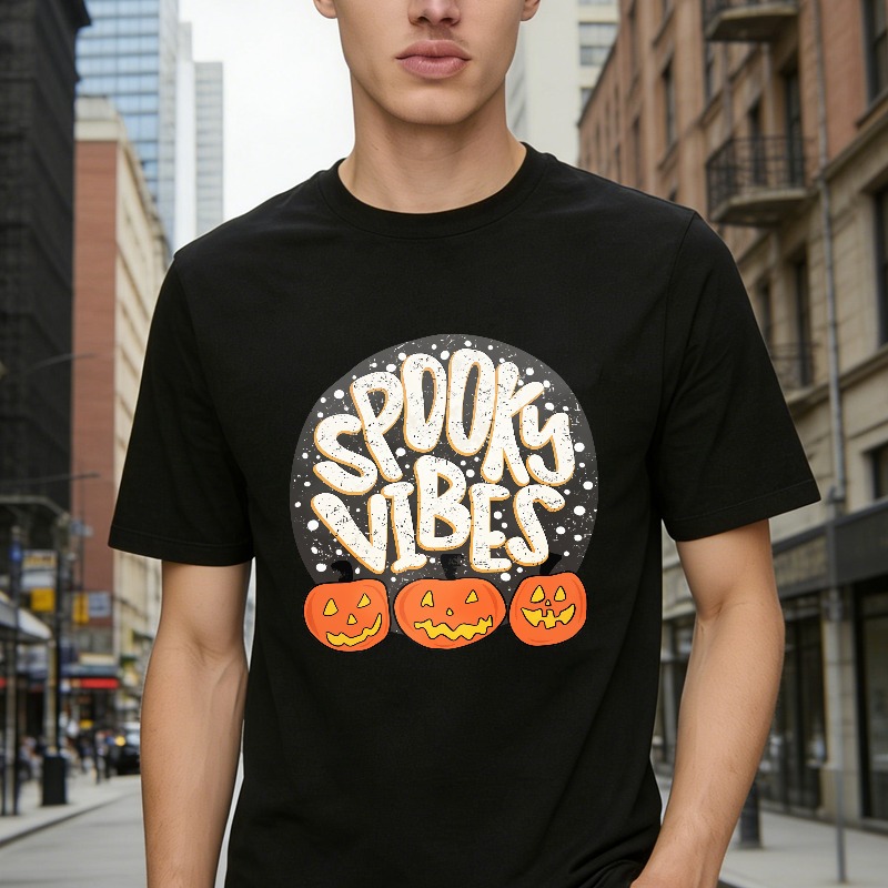 Spooky Vibes Halloween Pumpkin Jack O Lantern Graphic Unisex Classic T-shirt