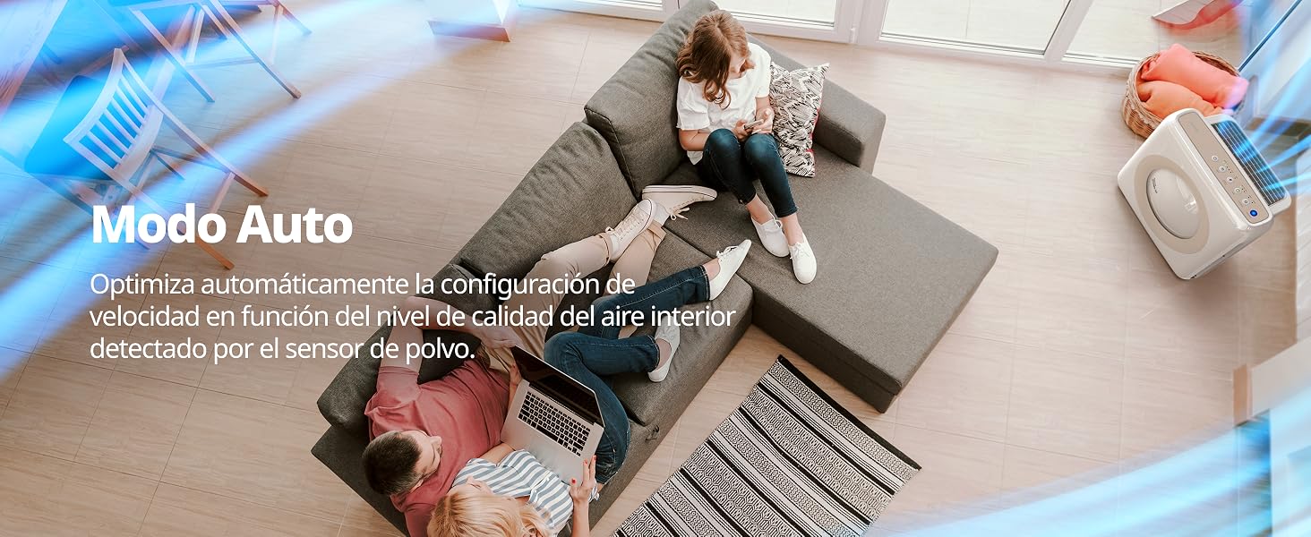 El texto dice «Modo Auto» que muestra el modo de funcionamiento automático con una vista aérea de la instalación del producto y una demostración práctica de la aplicación en la superficie.