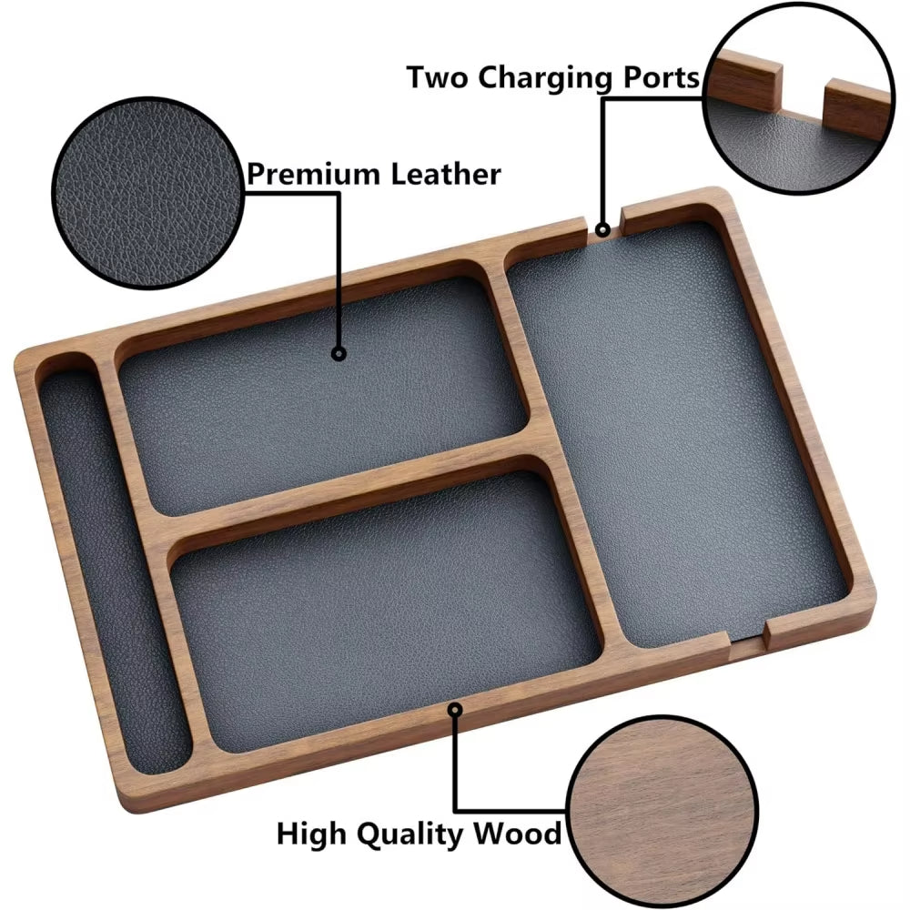Solid Wood Multi-Compartment Storage Organizer – Versatile Desktop Box