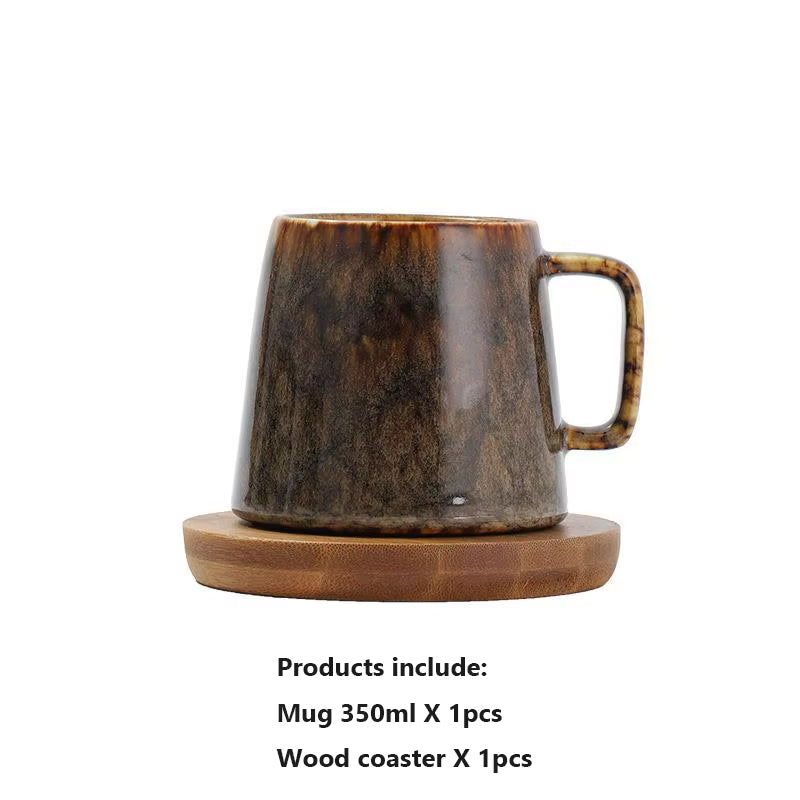 Wabi-Sabi Ceramic Couple Mugs – Ash-Glazed Japanese Tea Cup Set