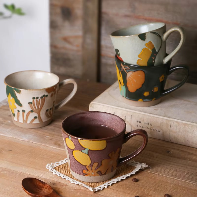 Hand-Painted Ceramic Coffee Mug – Rustic Artisan Pottery Style