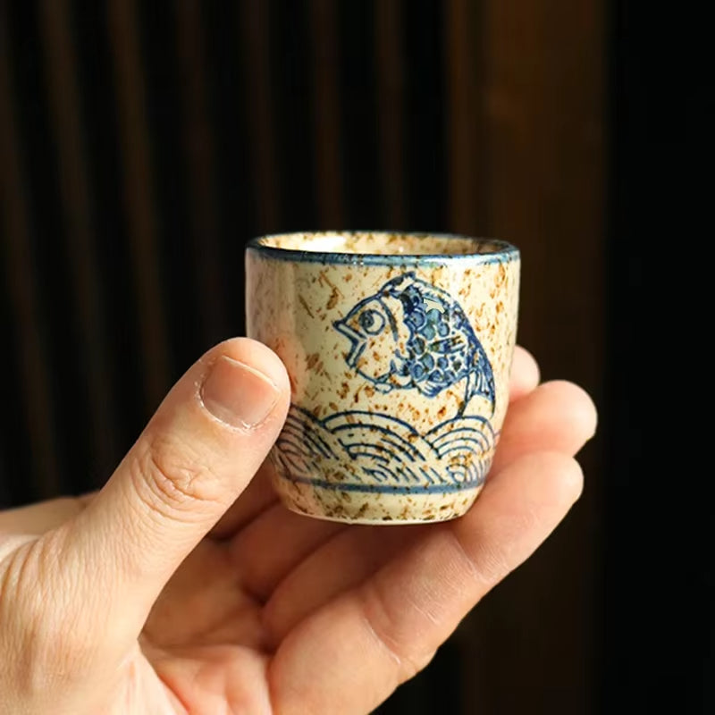 Antique White Ceramic Sake Set – Traditional Japanese Edo-Style Drinkware
