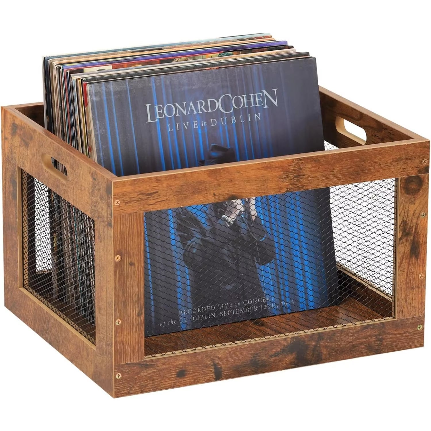 Solid Wood Vinyl Record Storage Crate – LP Collection Organizer Cube