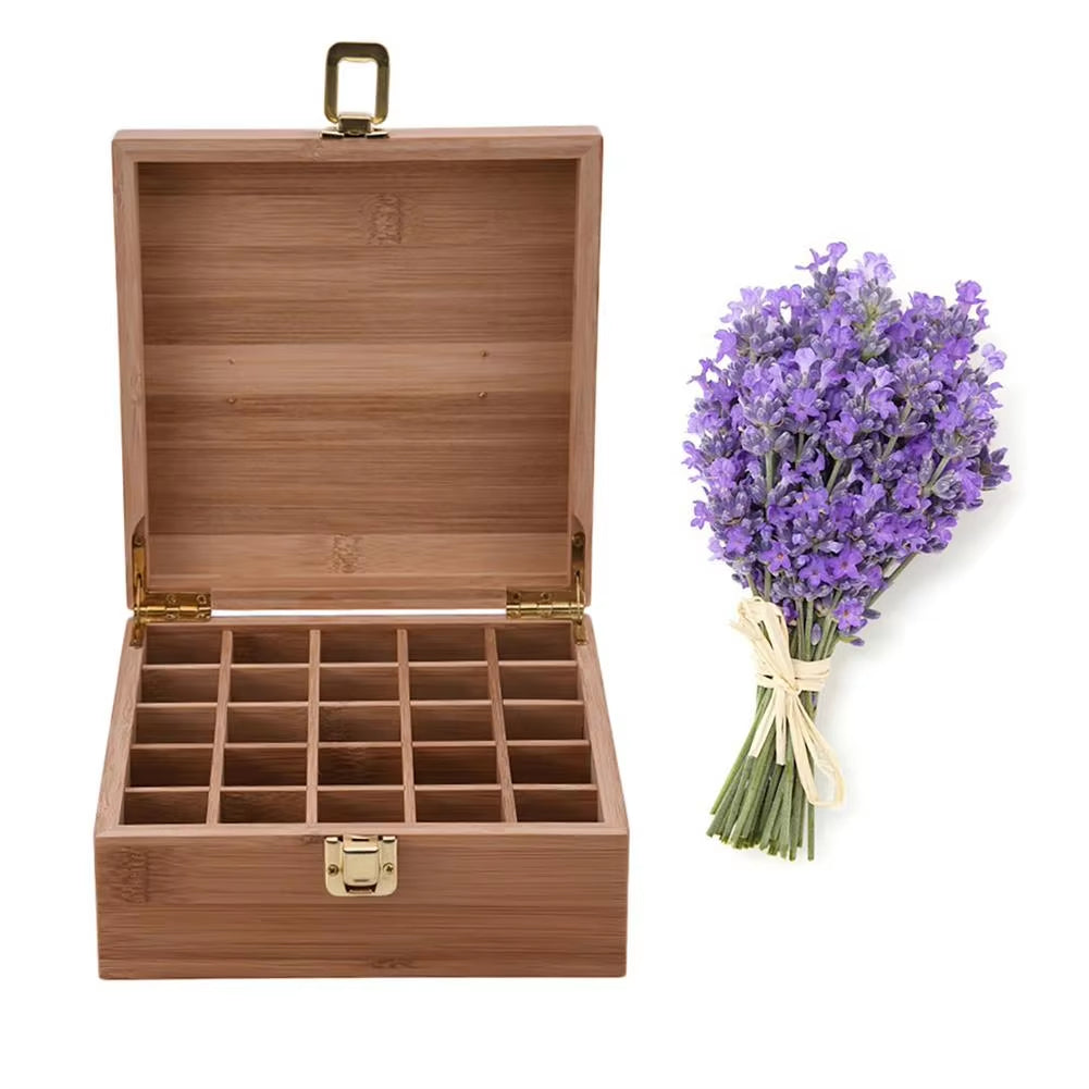 Bamboo Essential Oil Storage Organizer – 25-Slot Aromatherapy Bottle Rack
