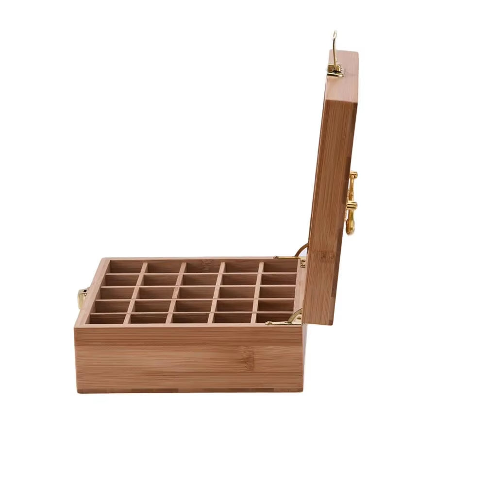 Bamboo Essential Oil Storage Organizer – 25-Slot Aromatherapy Bottle Rack