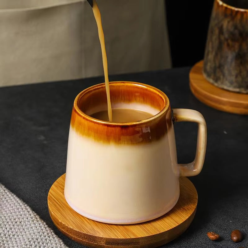 Wabi-Sabi Ceramic Couple Mugs – Ash-Glazed Japanese Tea Cup Set