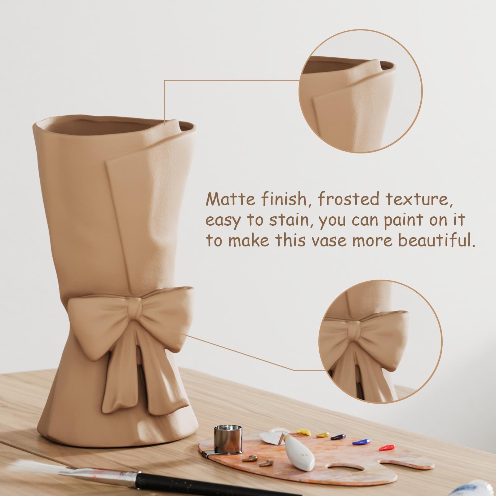 Chic Ceramic Bow Vase – Cute Modern Decorative Flower Vase