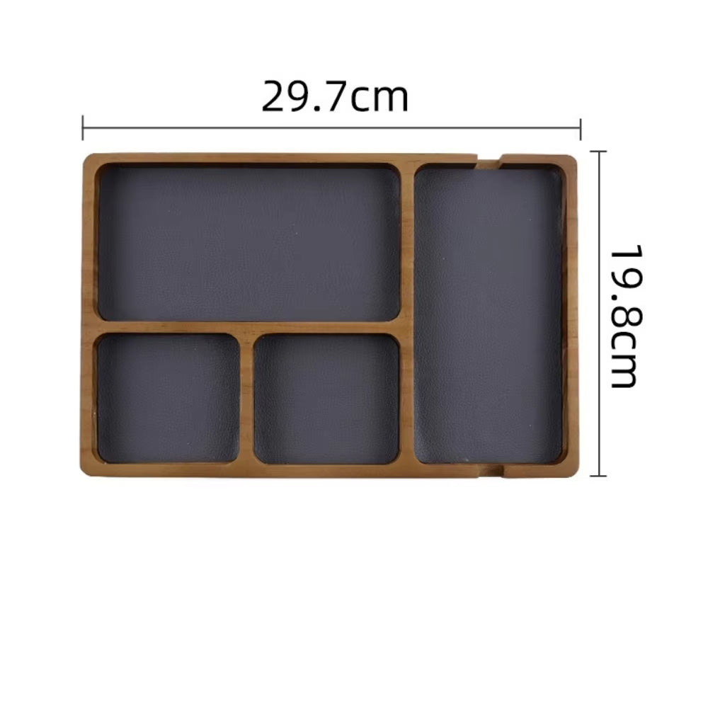 Solid Wood Multi-Compartment Storage Organizer – Versatile Desktop Box