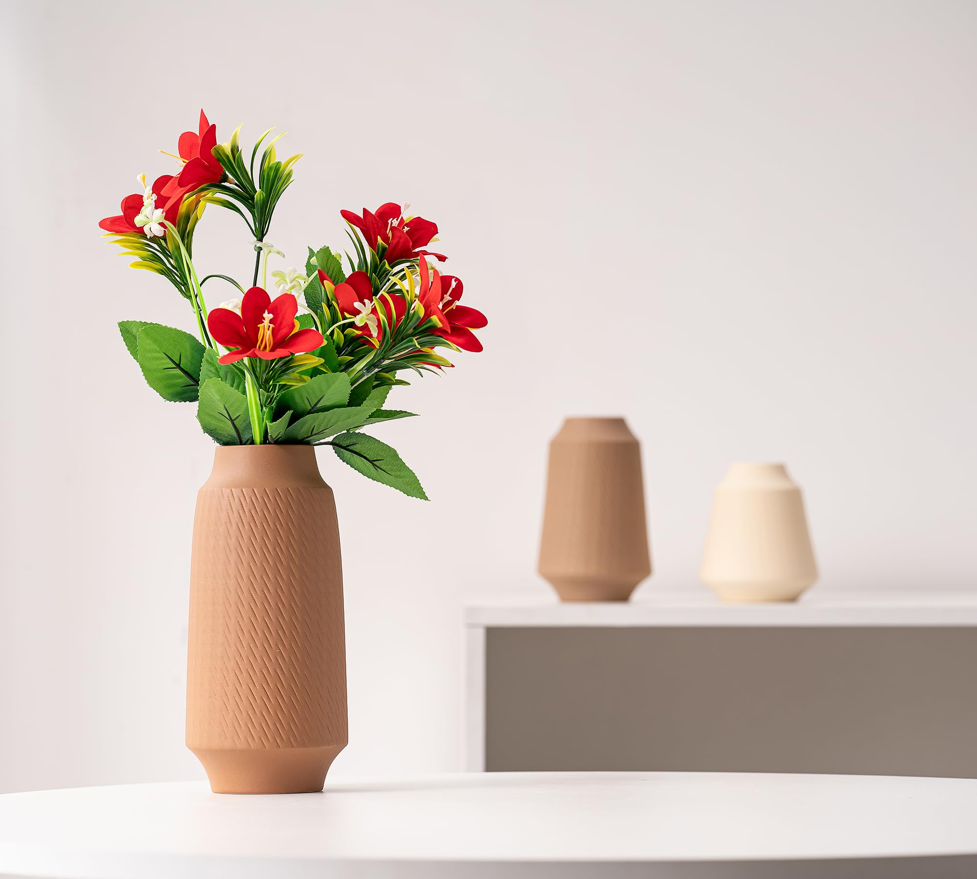 Set of 3 Ceramic Vases – Boho Decorative Accent for Any Room