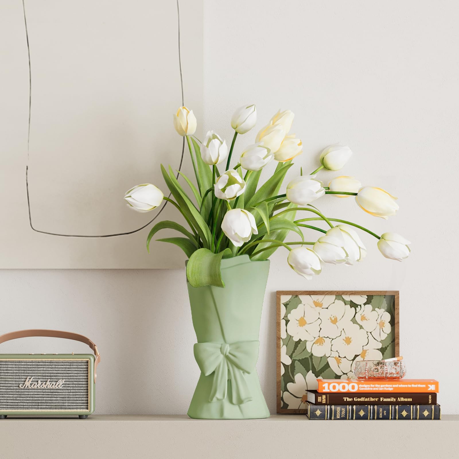 Chic Ceramic Bow Vase – Cute Modern Decorative Flower Vase