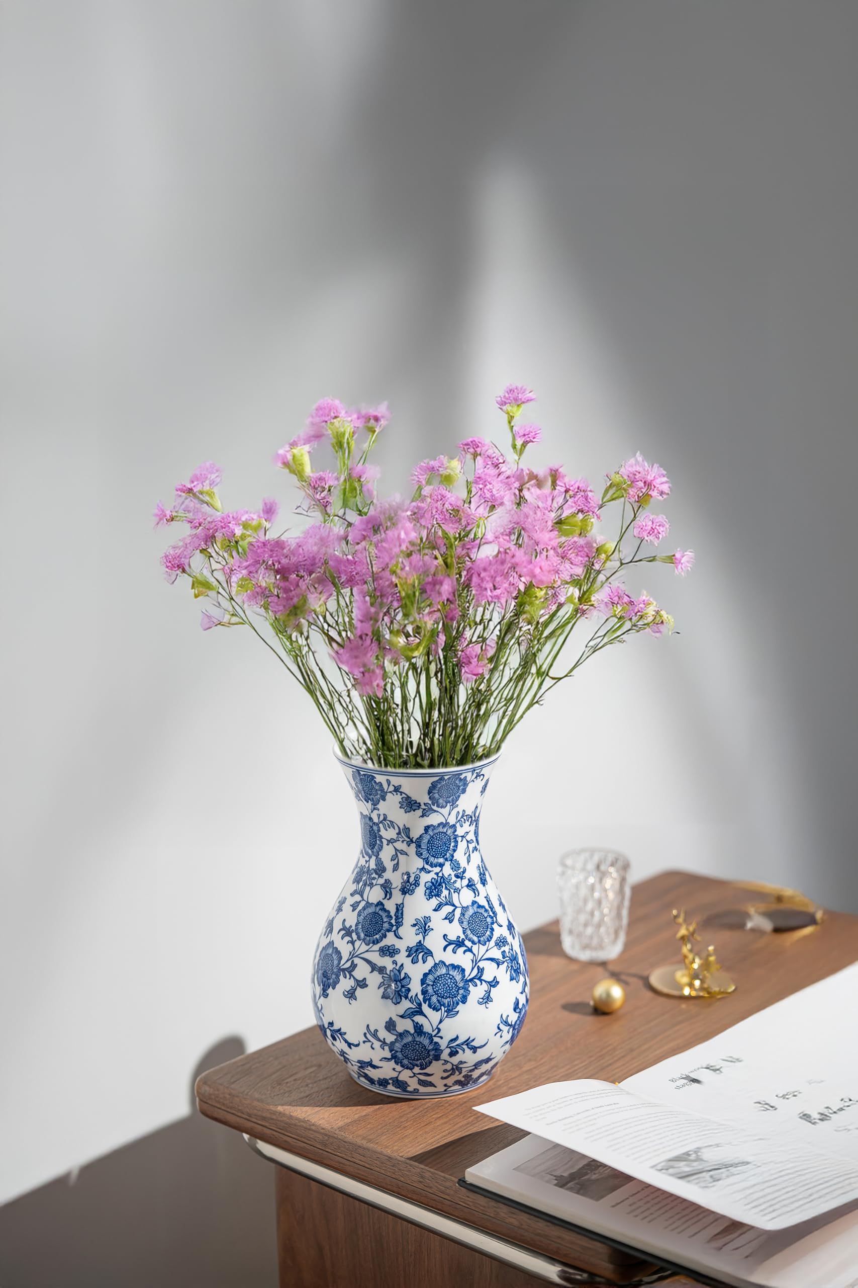 Blue & White Sunflower Porcelain Vase – Elegant Chinoiserie Decor