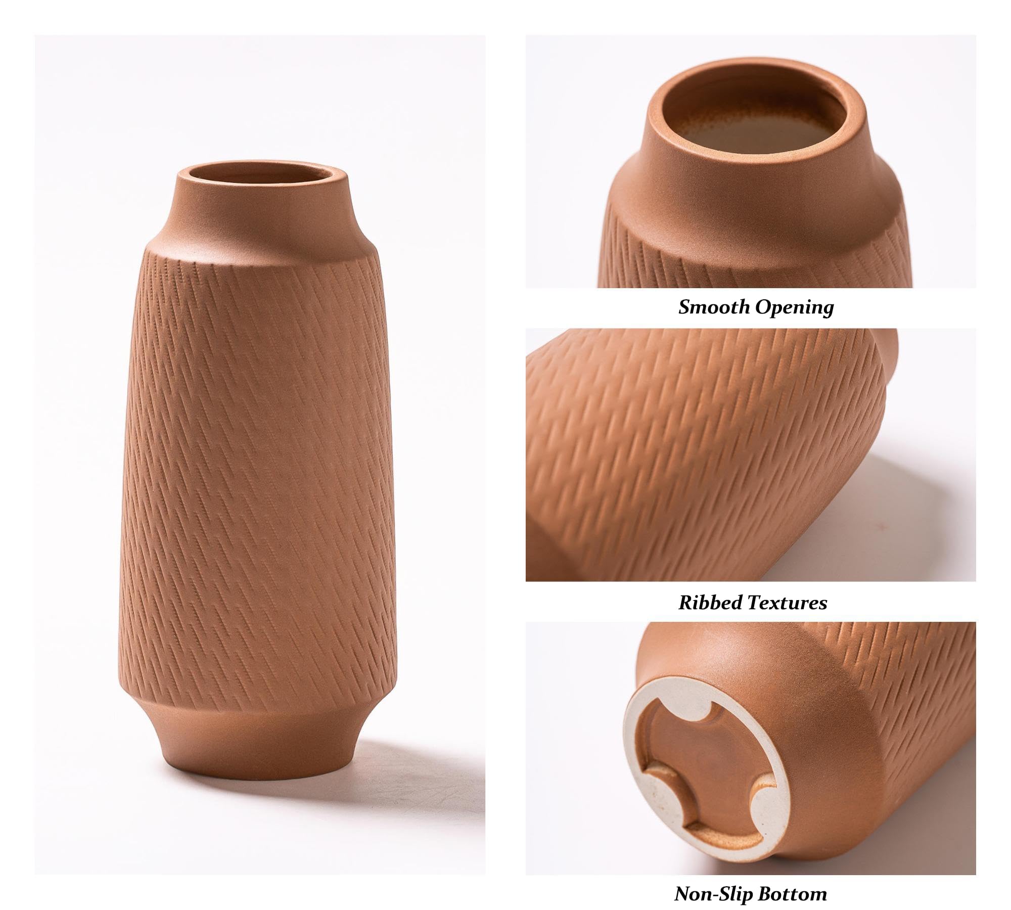 Set of 3 Ceramic Vases – Boho Decorative Accent for Any Room