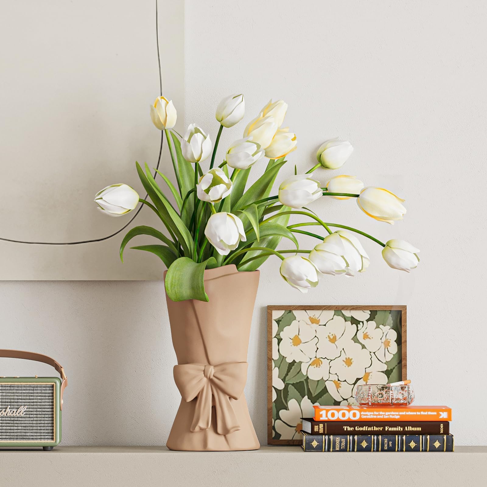 Chic Ceramic Bow Vase – Cute Modern Decorative Flower Vase
