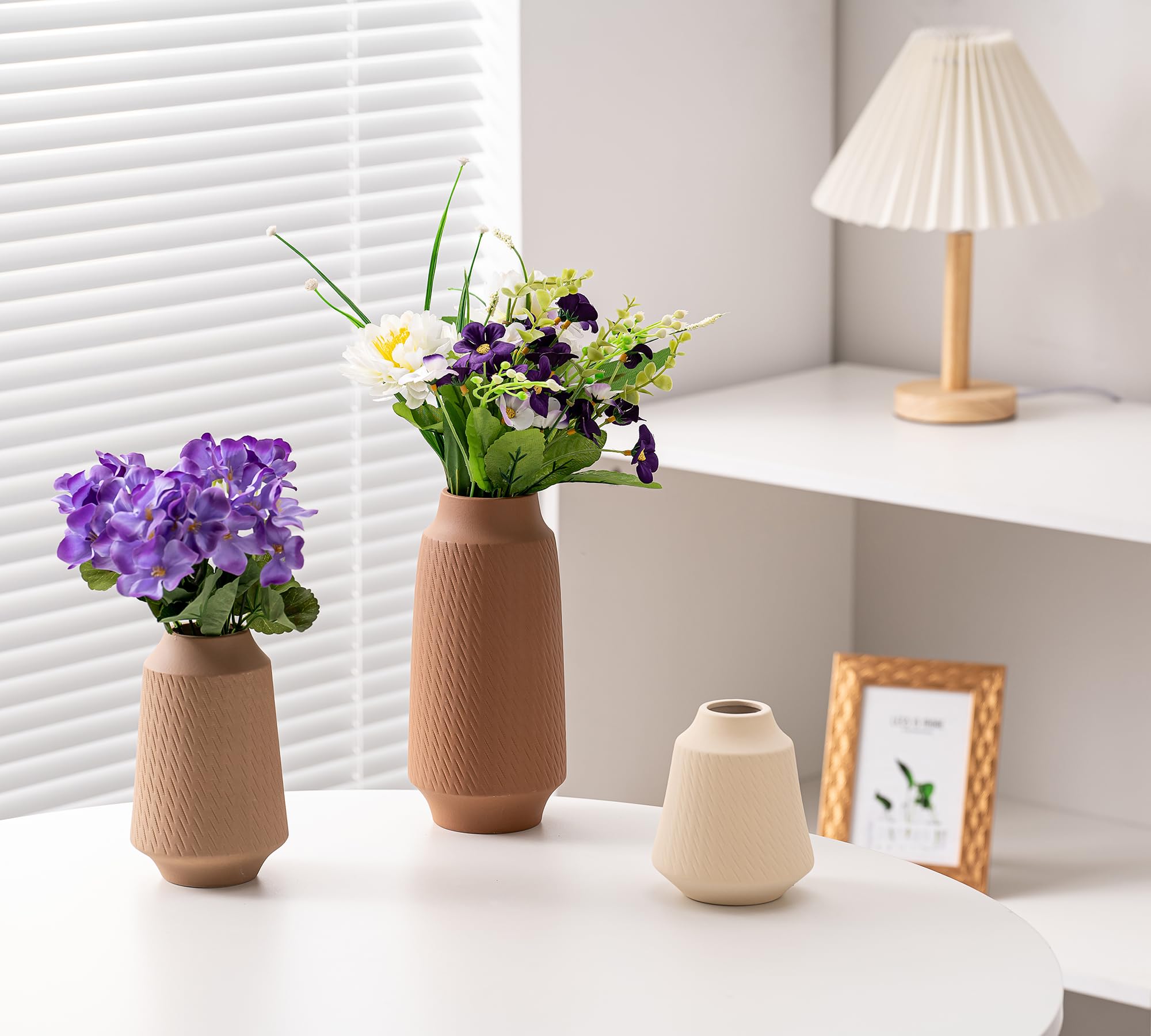 Set of 3 Ceramic Vases – Boho Decorative Accent for Any Room