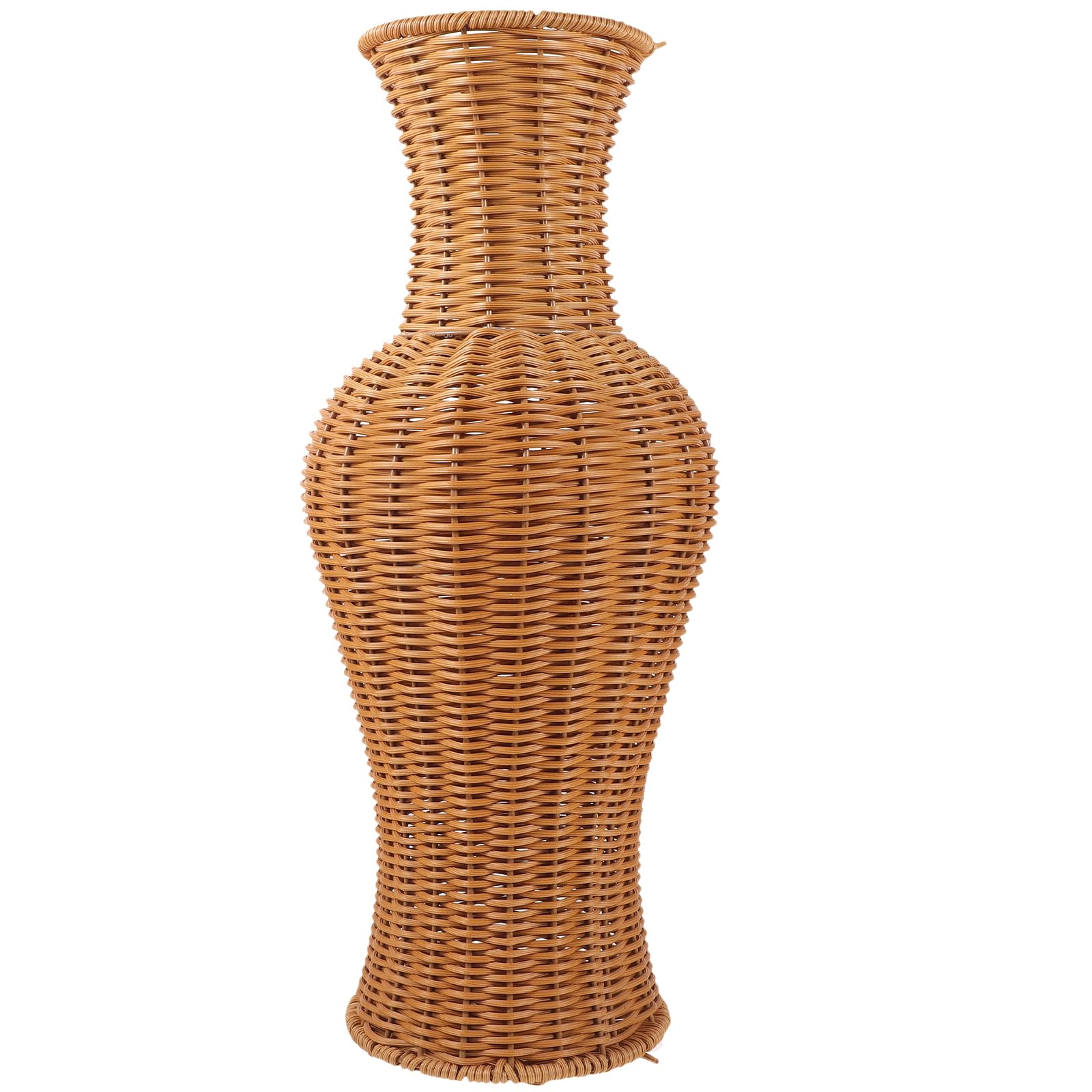 Rustic Woven Rattan Floor Vase – Natural Boho Home Decor
