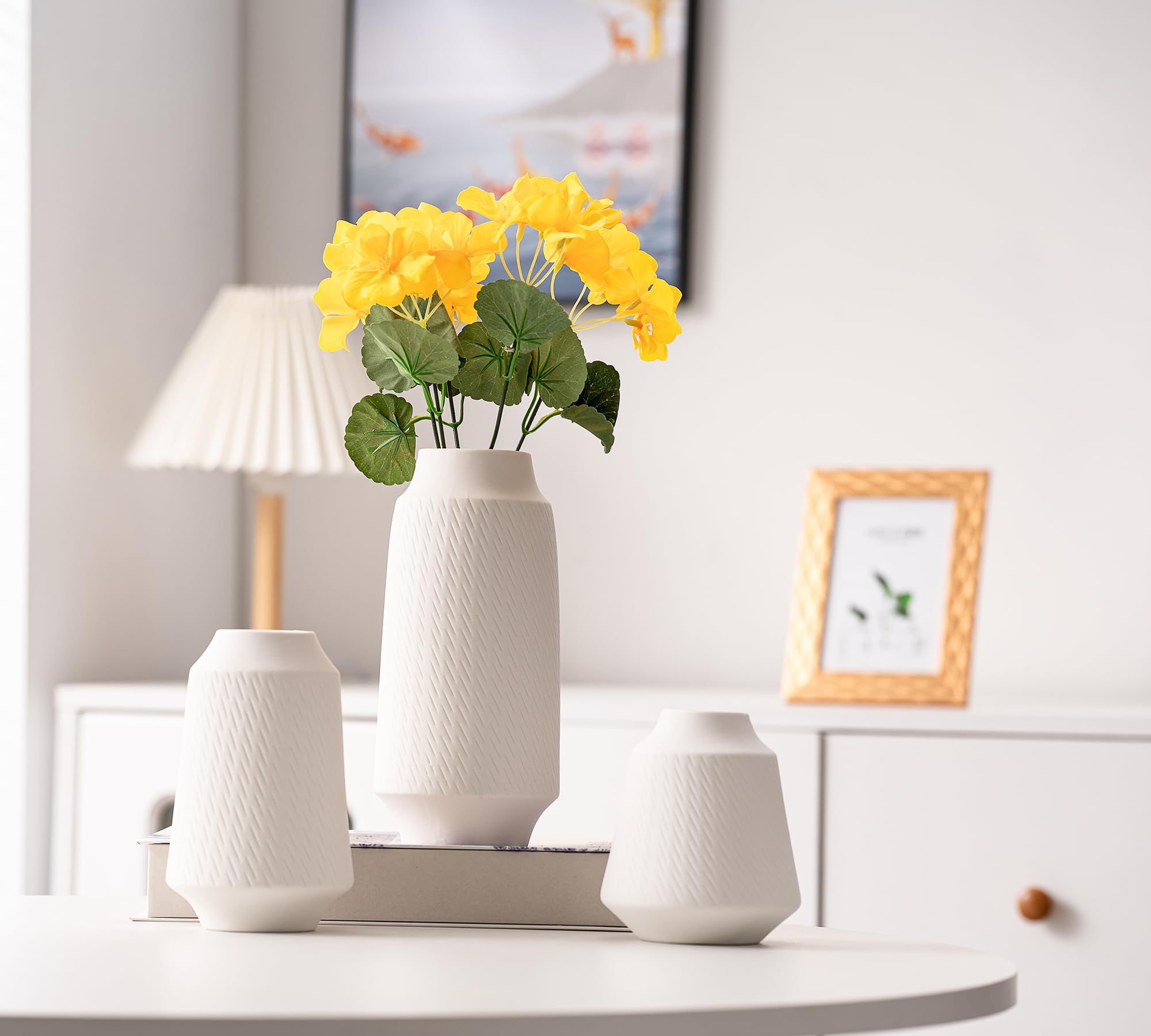 Set of 3 Ceramic Vases – Boho Decorative Accent for Any Room