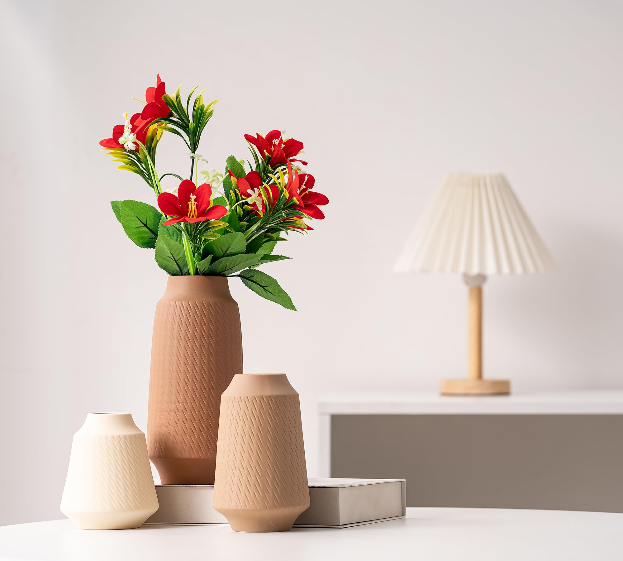 Set of 3 Ceramic Vases – Boho Decorative Accent for Any Room