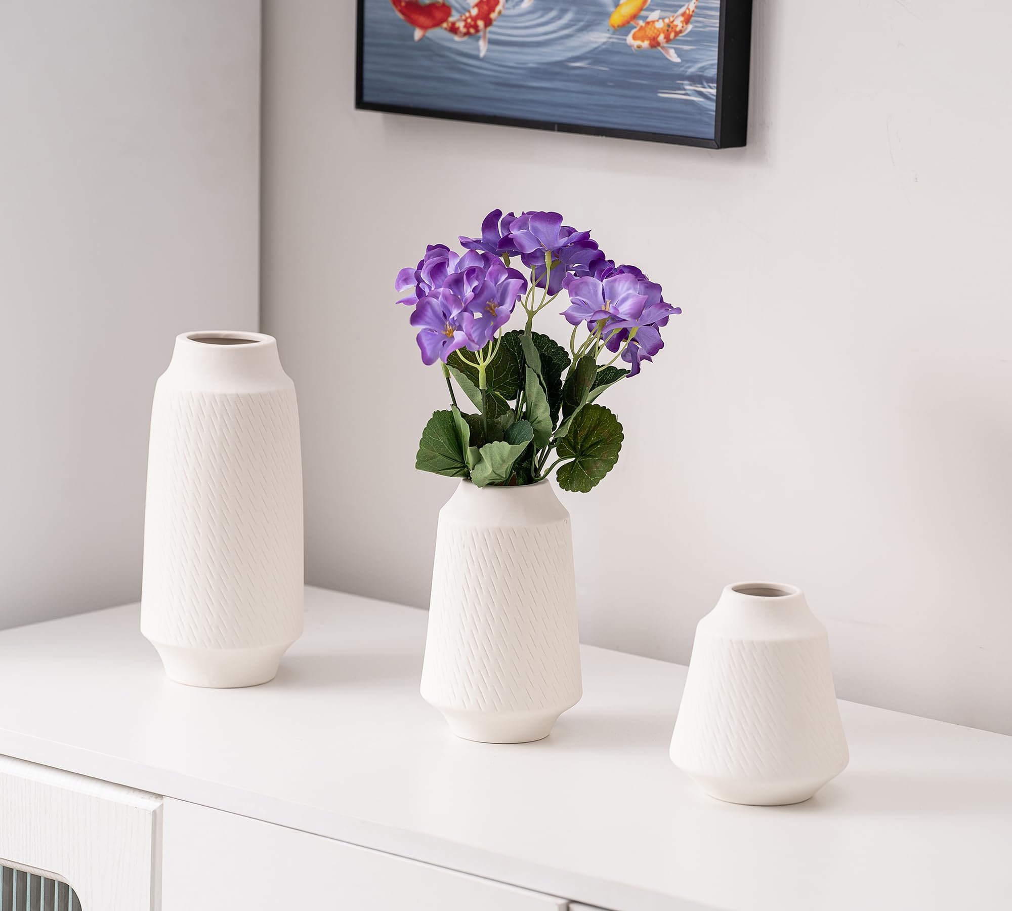 Set of 3 Ceramic Vases – Boho Decorative Accent for Any Room