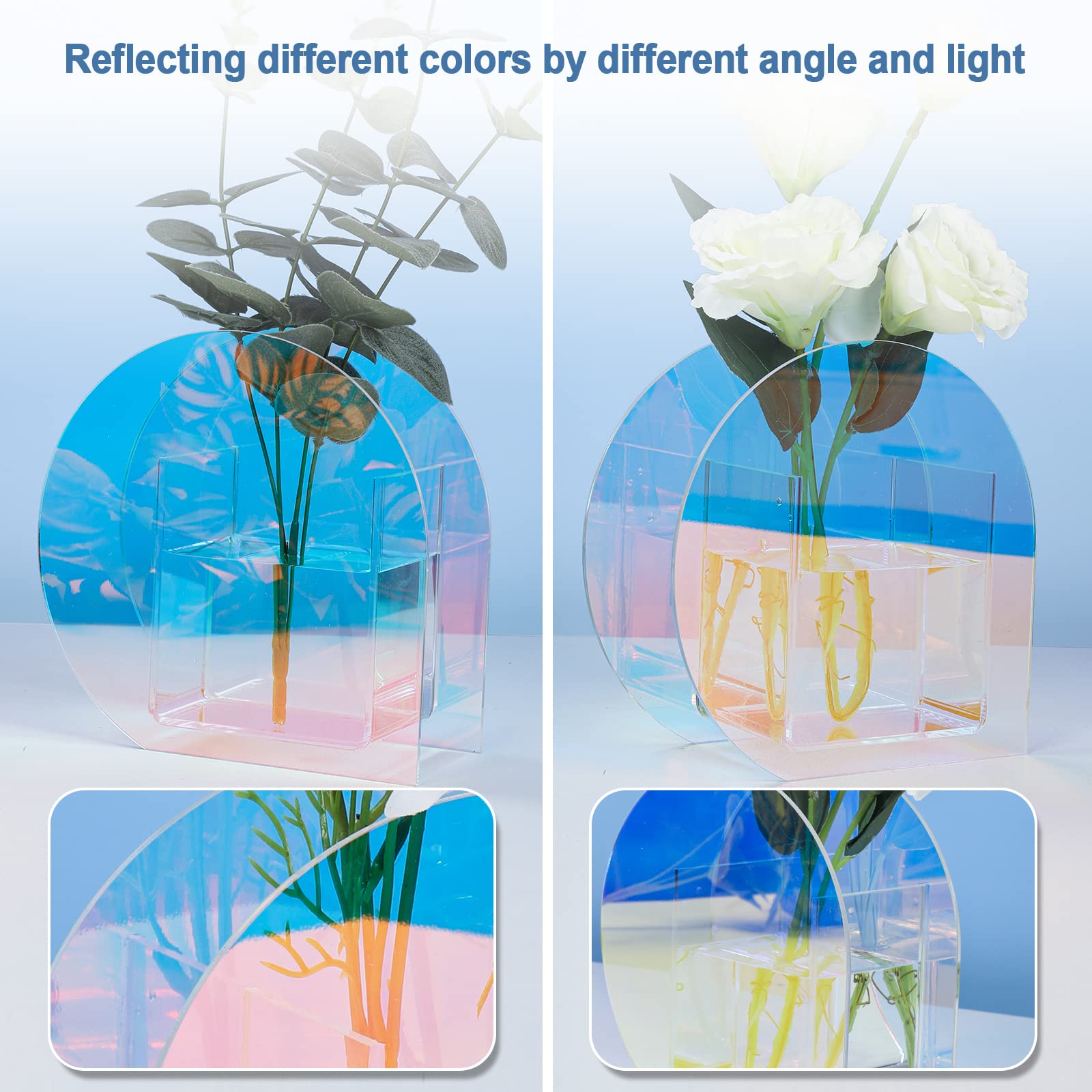 Iridescent Water Drop Vase – Modern Acrylic Art Decor