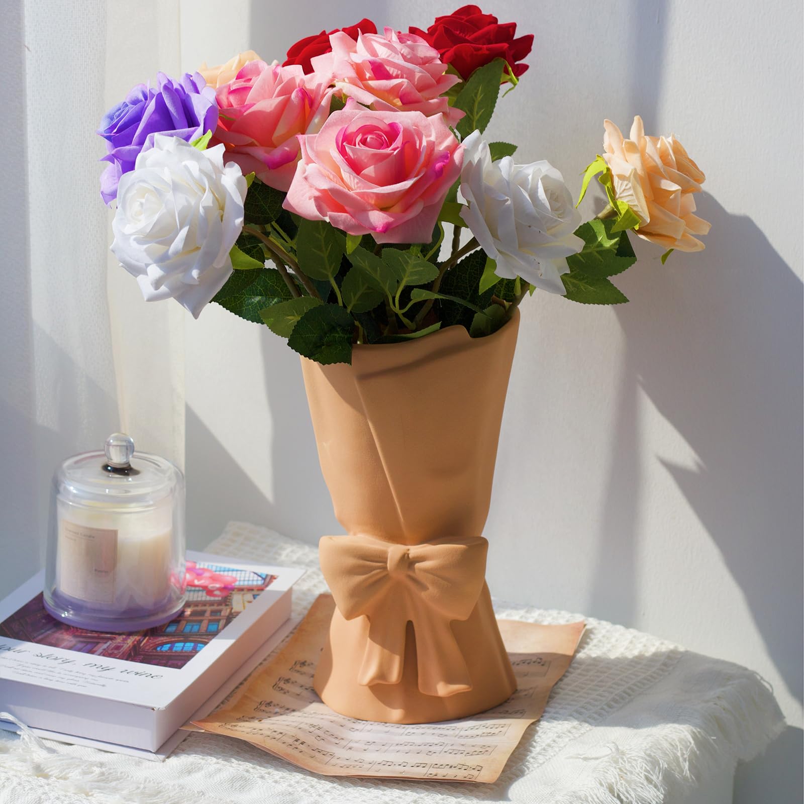 Chic Ceramic Bow Vase – Cute Modern Decorative Flower Vase