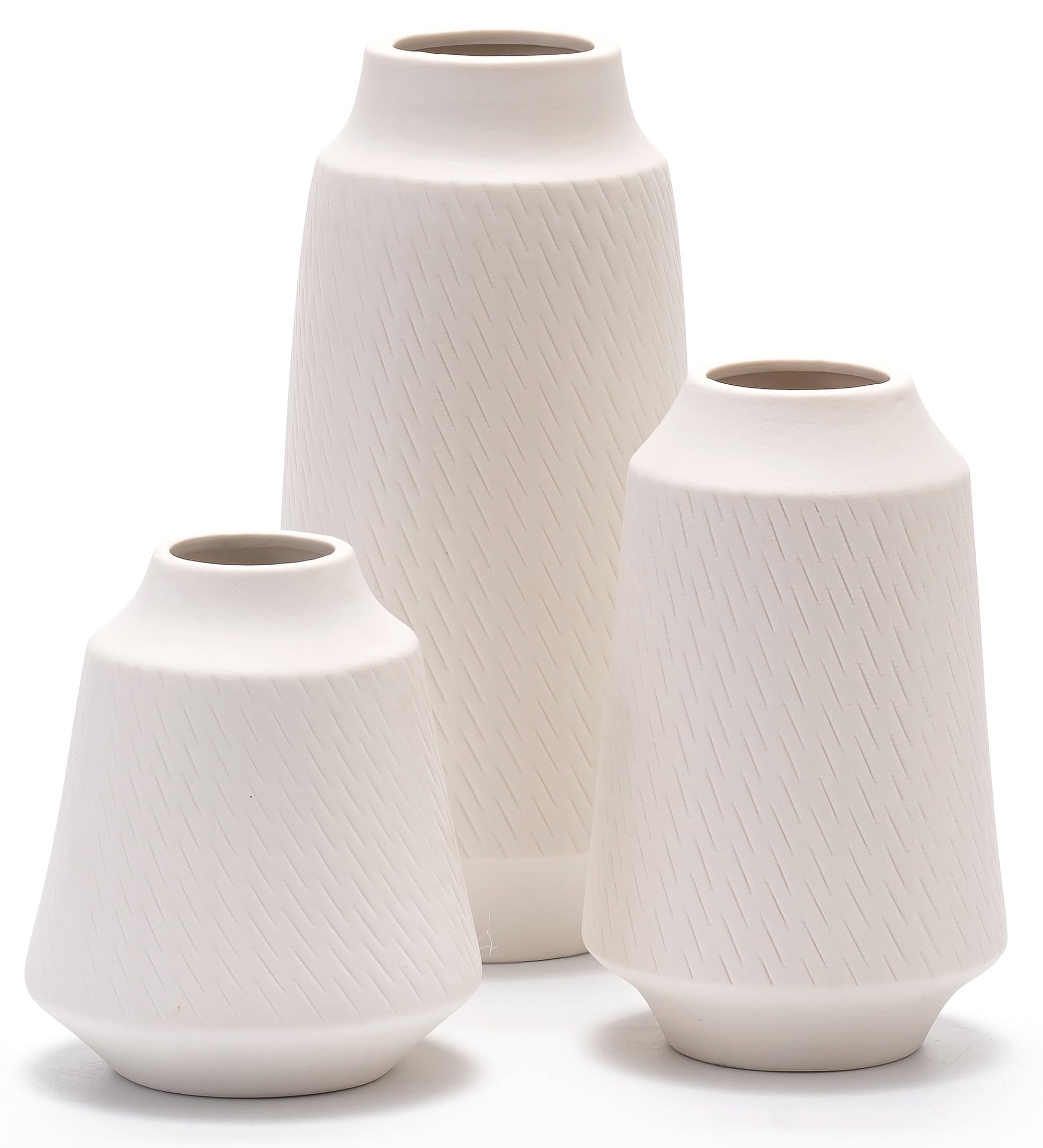 Set of 3 Ceramic Vases – Boho Decorative Accent for Any Room