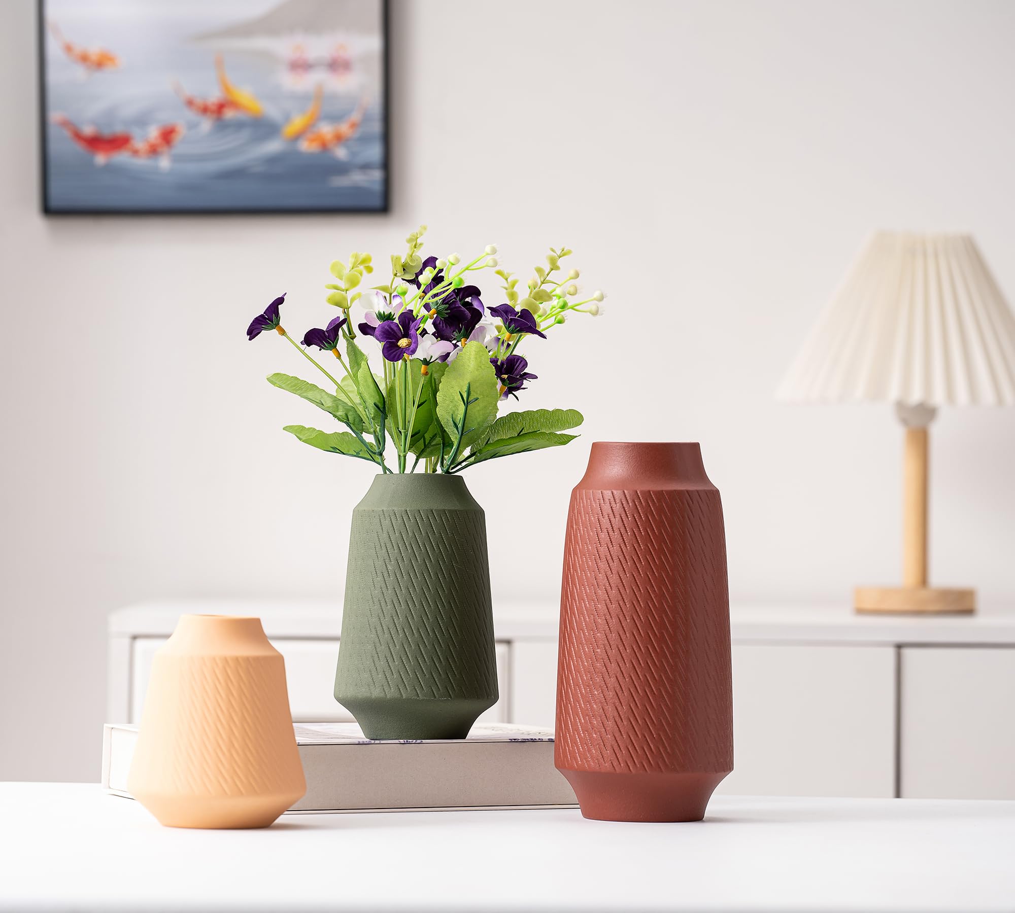Set of 3 Ceramic Vases – Boho Decorative Accent for Any Room