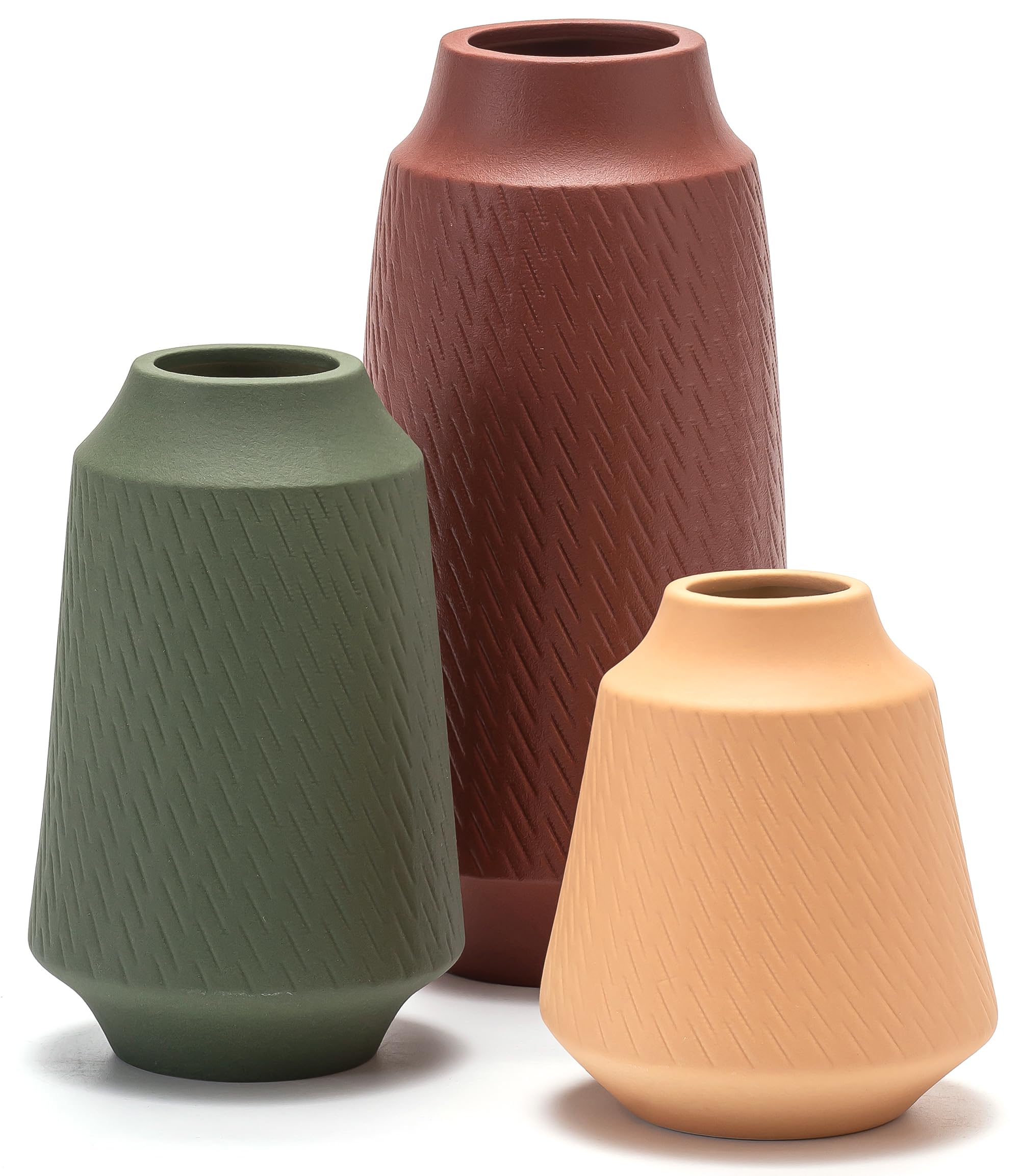 Set of 3 Ceramic Vases – Boho Decorative Accent for Any Room