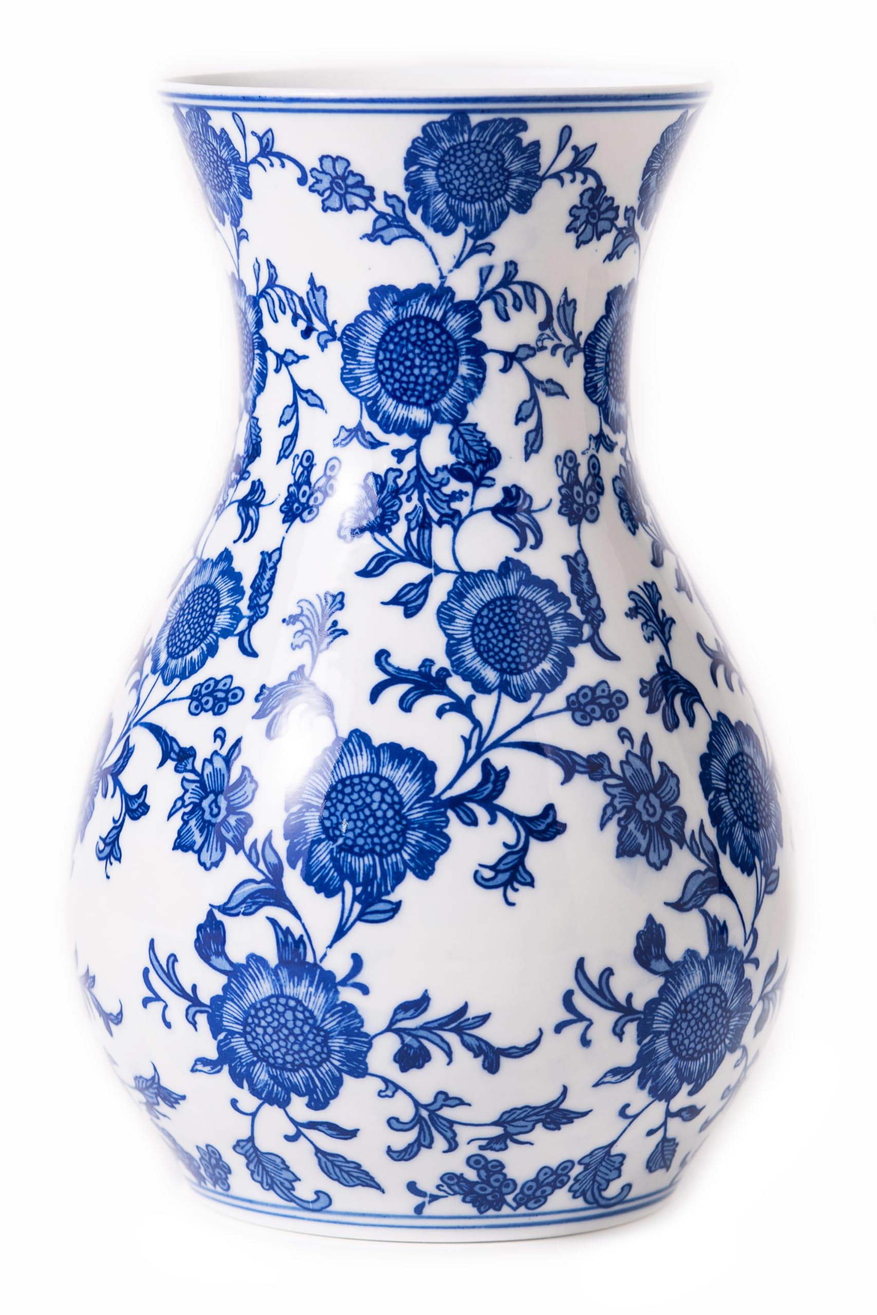 Blue & White Sunflower Porcelain Vase – Elegant Chinoiserie Decor