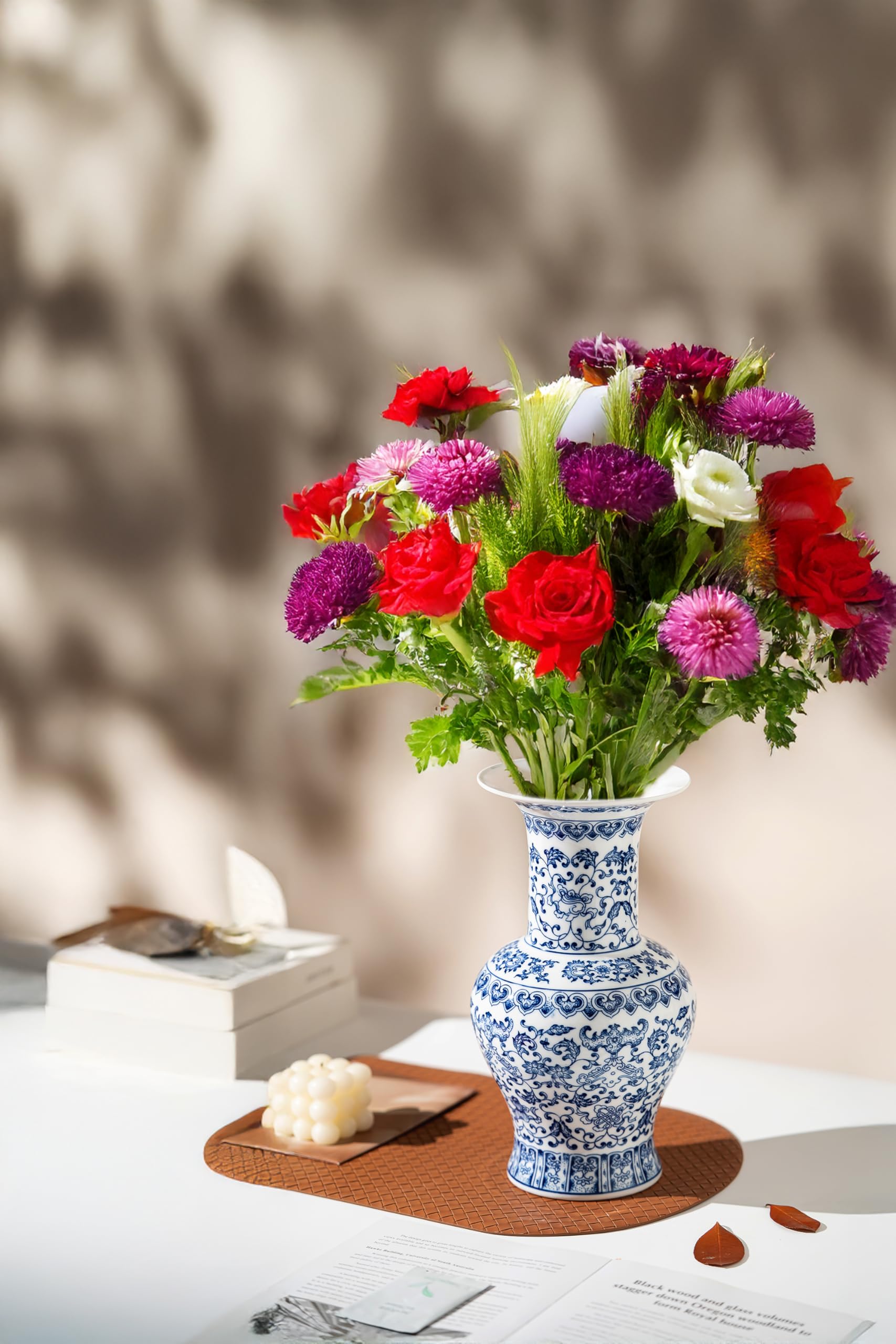 Blue & White Sunflower Porcelain Vase – Elegant Chinoiserie Decor