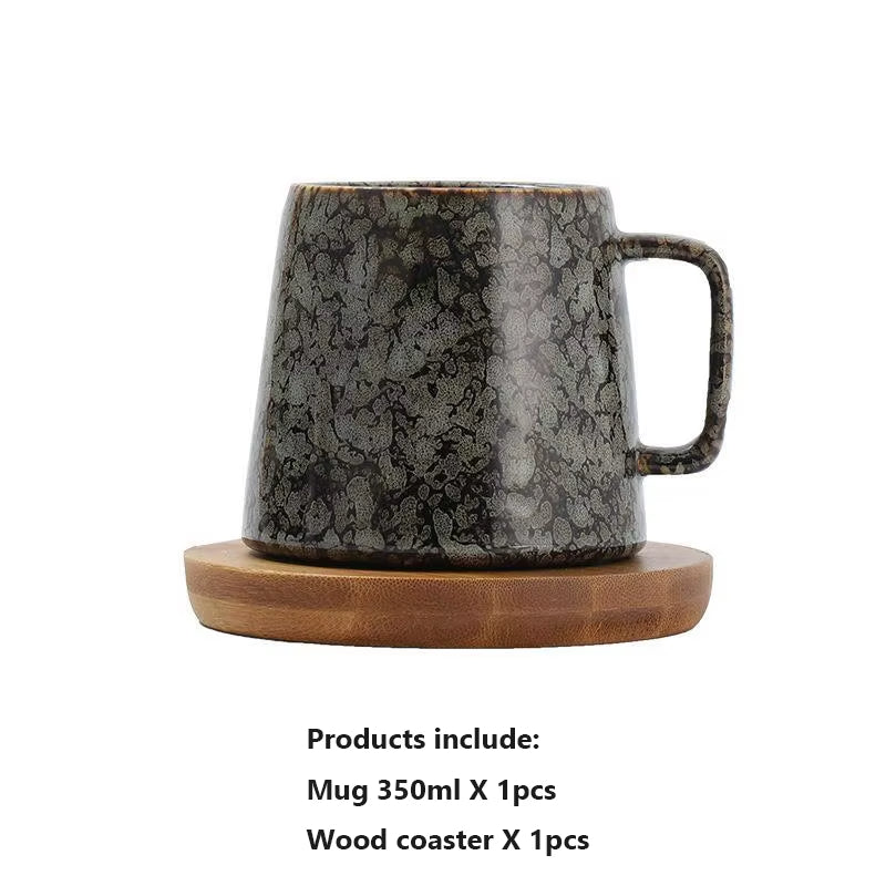 Wabi-Sabi Ceramic Couple Mugs – Ash-Glazed Japanese Tea Cup Set
