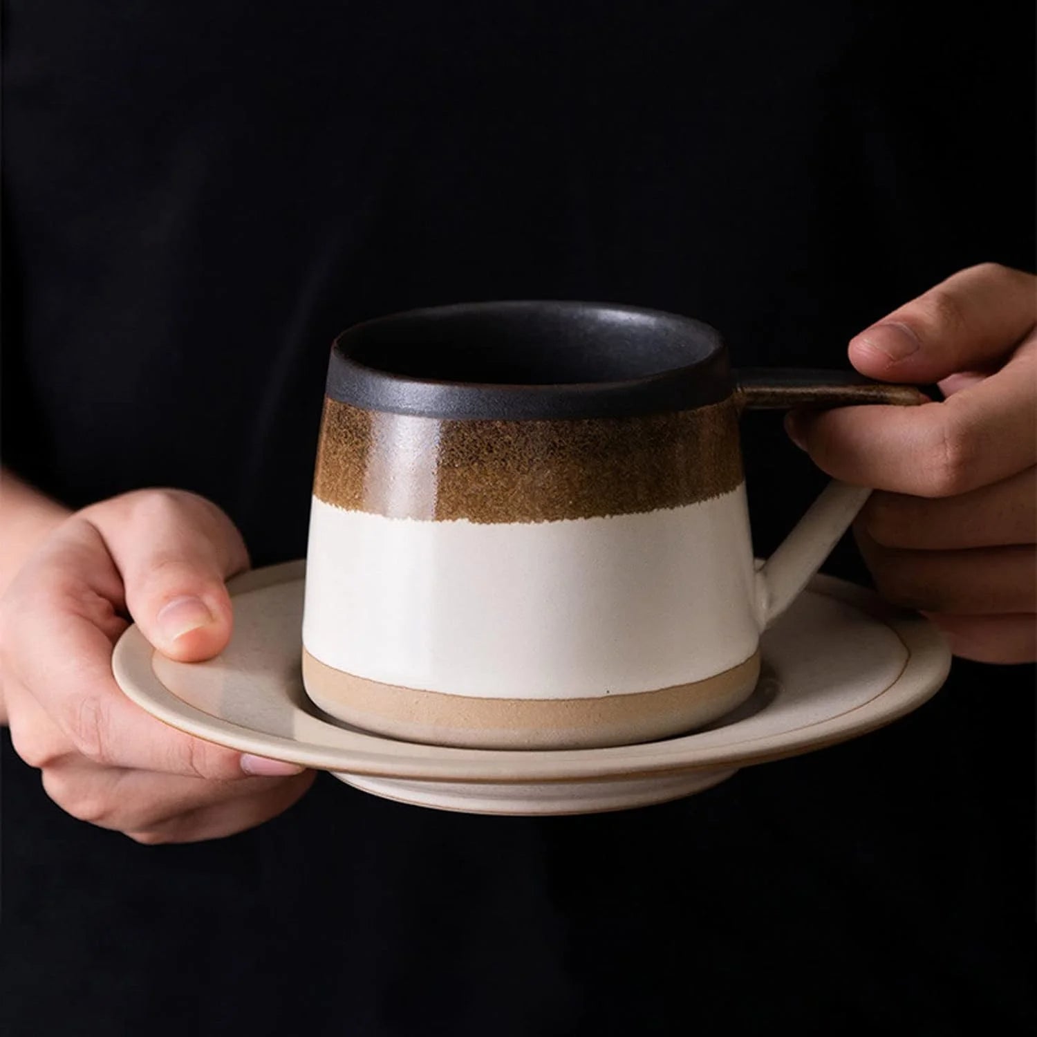Galaxy Ceramic Mug & Rotating Saucer Set – Unique Cosmic Coffee Cup