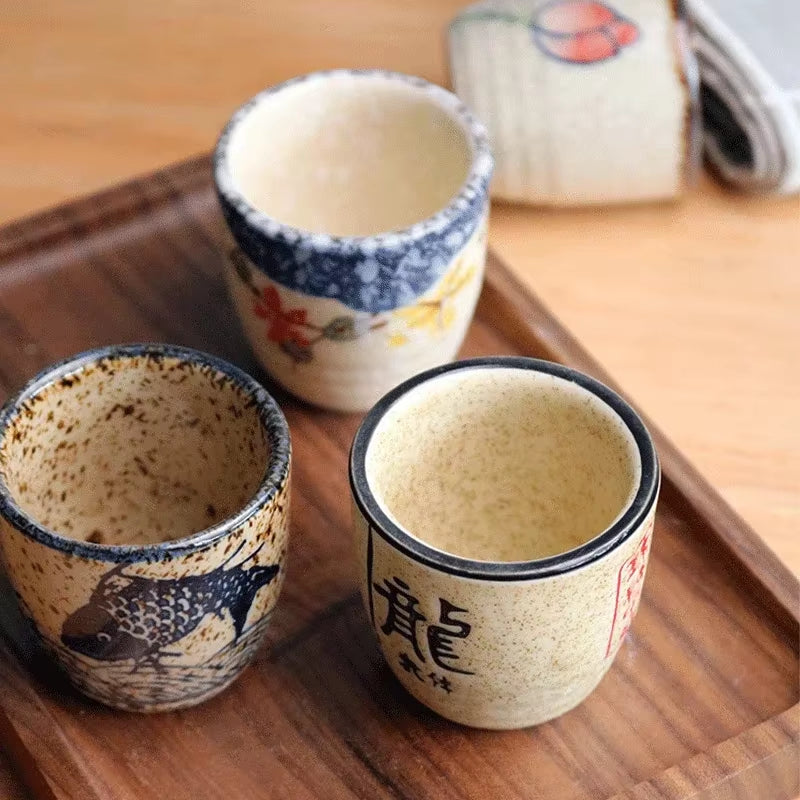 Antique White Ceramic Sake Set – Traditional Japanese Edo-Style Drinkware