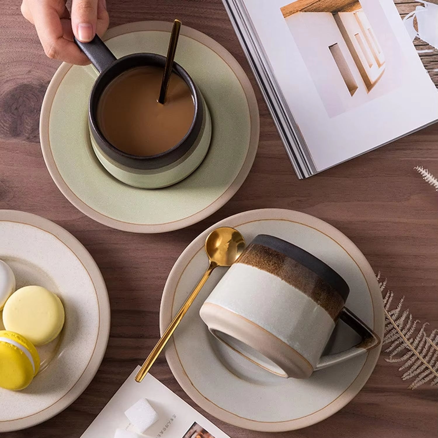 Galaxy Ceramic Mug & Rotating Saucer Set – Unique Cosmic Coffee Cup