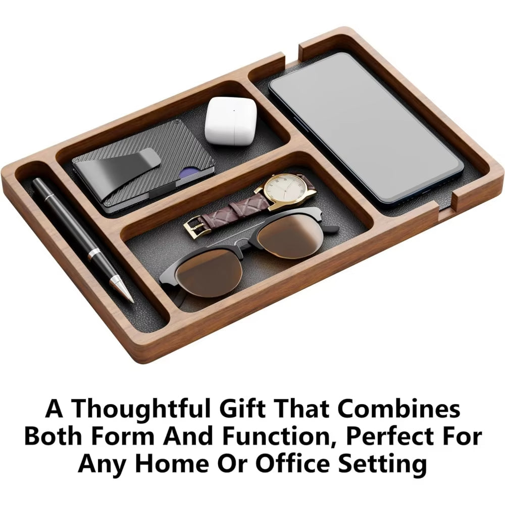 Solid Wood Multi-Compartment Storage Organizer – Versatile Desktop Box